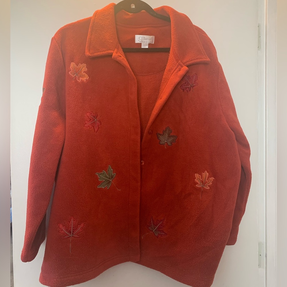 FALL LEAVES C.H.Banks jacket coat patchwork size 3X button down, warm festival